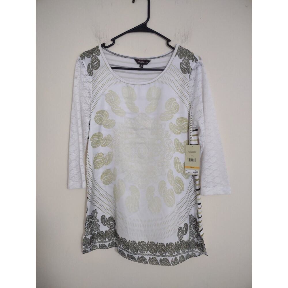 Multiples Paisley Print Boho Flounce Tunic‎ Top Size Small